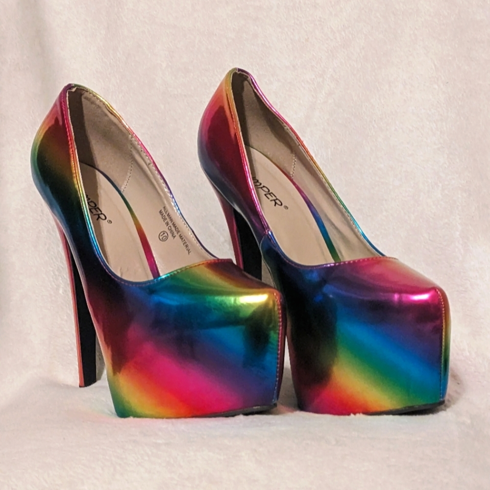 Bumper Rainbow platform heels